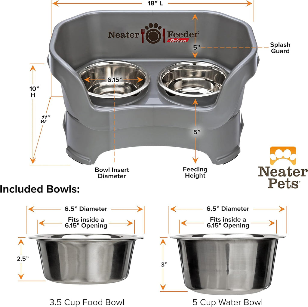 Neater Feeder Deluxe: Elevated, Spill-Free Dog Bowl for Medium Dogs – Elegant and Clean