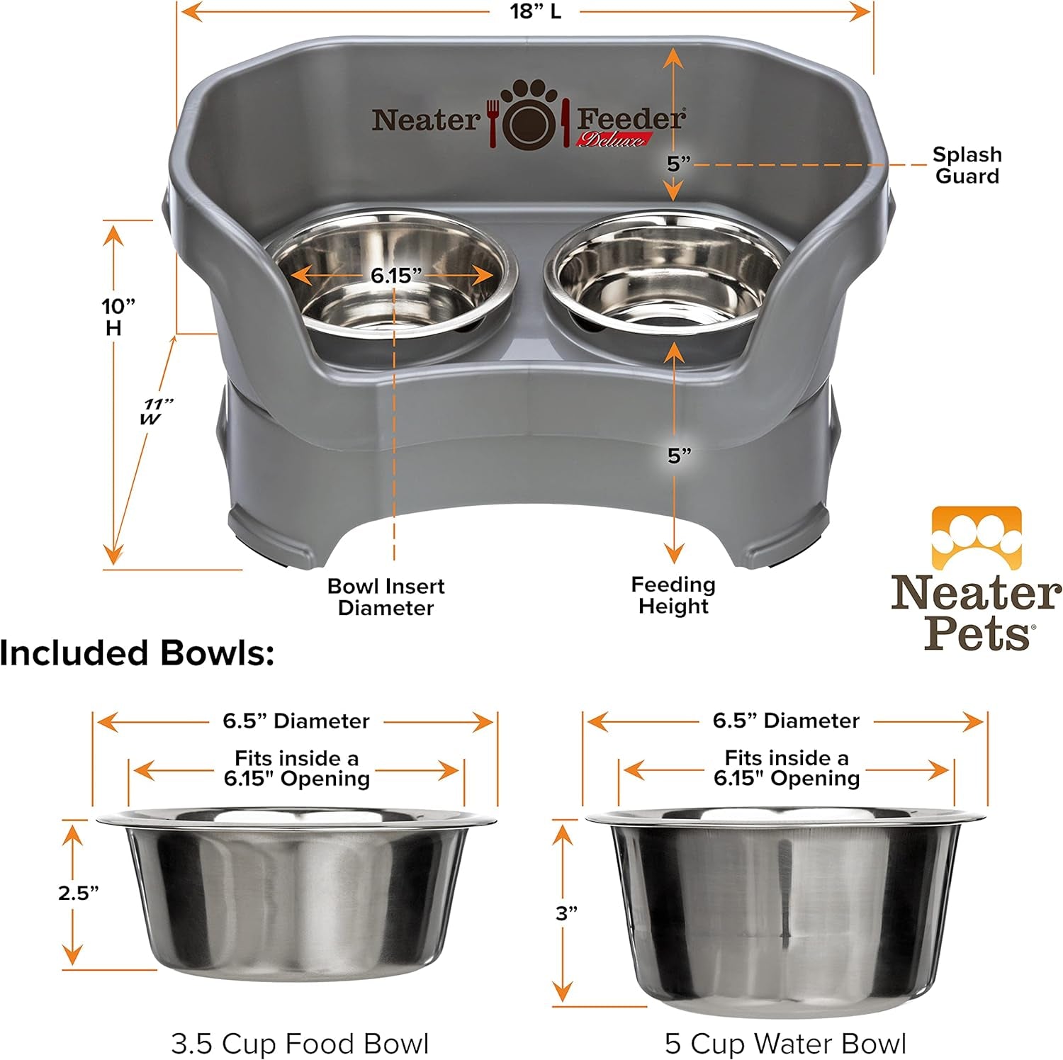 Neater Feeder Deluxe: Elevated, Spill-Free Dog Bowl for Medium Dogs – Elegant and Clean