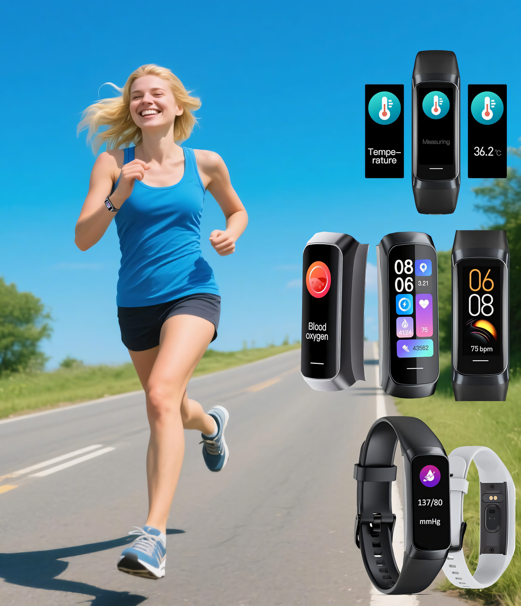 AMOLED Smart Watch for Women & Men | Blood Pressure, Calories, Step Counter, IP68 Waterproof